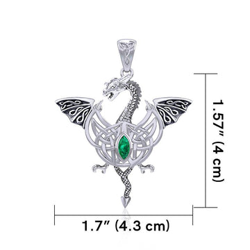 Flying Dragon with Celtic Knot Silver Pendant TPD5823 - Jewelry